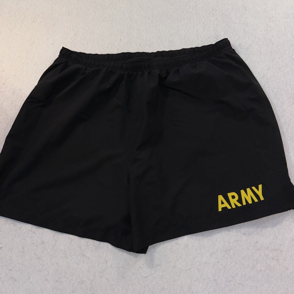 US Army Physical Fitness Uniform Trunks Shorts Men's X Large Black Exercise 5"